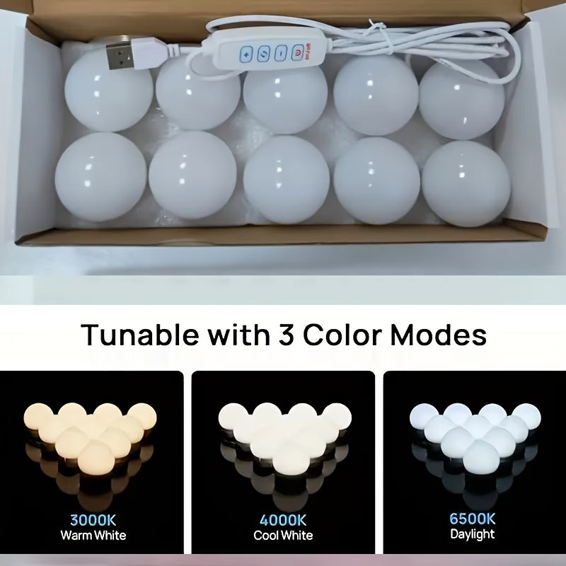 LED Vanity Mirror Lights | 3 Light Mode Led Bulbs for makeup Mirror Stand | 8 Bulbs