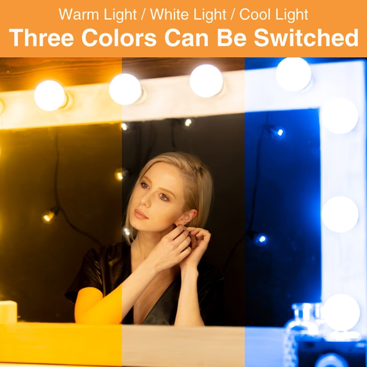 LED Vanity Mirror Lights | 3 Light Mode Led Bulbs for makeup Mirror Stand | 8 Bulbs