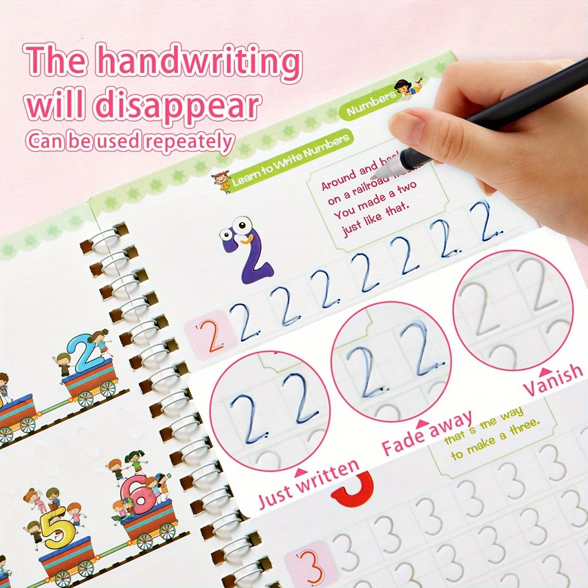 Magic Practice Books for Kids 4 Books Set + 1 Magic Pen + 10 Ink Refills - Reusable Books