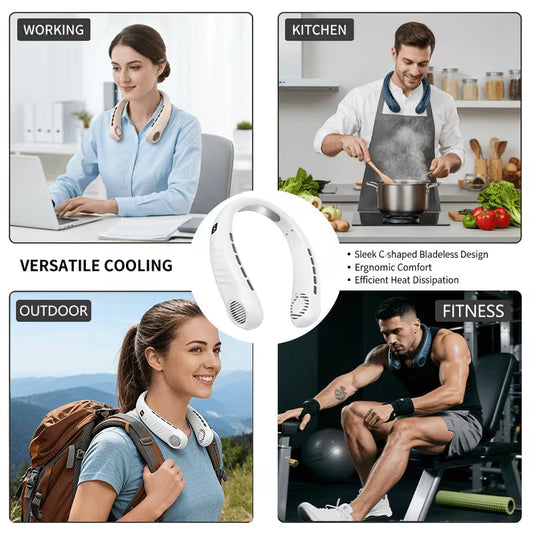 Beat the Heat Instantly with Rechargeable Neck Fan | Cooling Airflow Around the Neck and Face