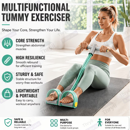 Tummy Trimmer Foot Pedal Resistance Band – Home Fitness Exercise Tool – Belly Fat Reduce
