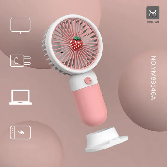 Fruity Mini USB Fan with Phone Holder – Portable Summer Cooling Fan