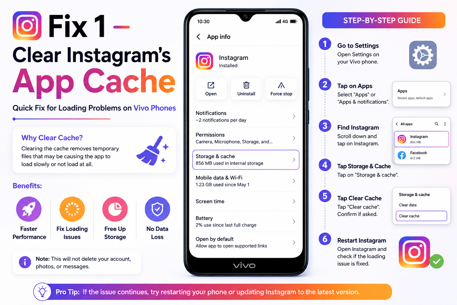Clear Instagram Cache on Vivo Phone