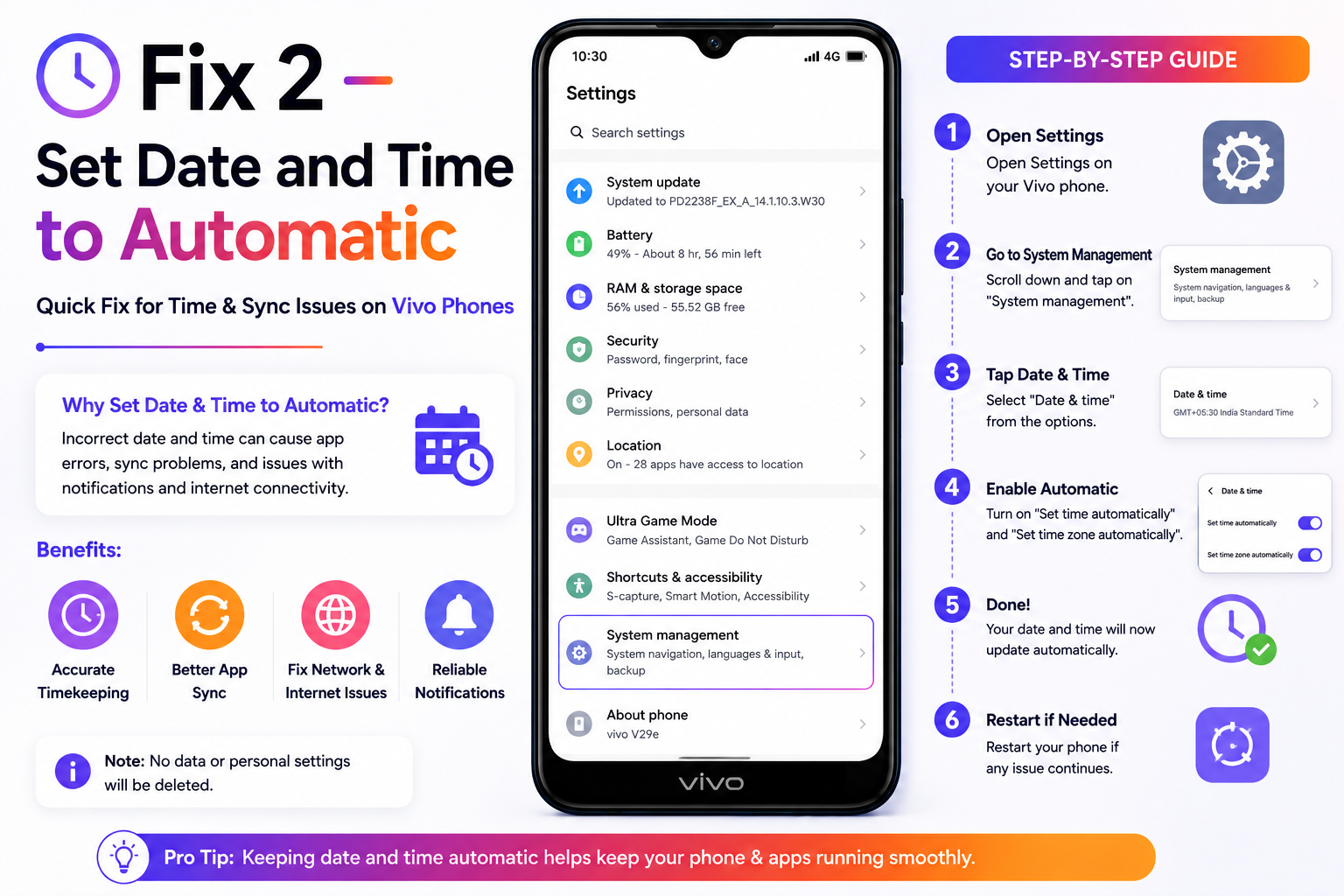Set Date and Time Automatic on Vivo Phone