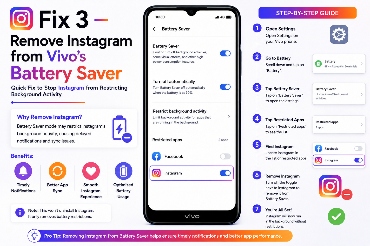 Remove Instagram from Vivo Battery Saver