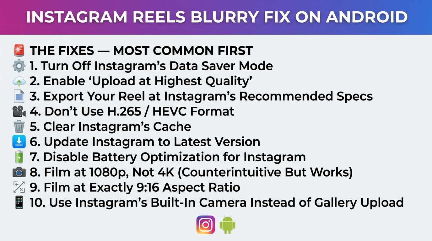 Instagram Reels Blurry Fix on Android